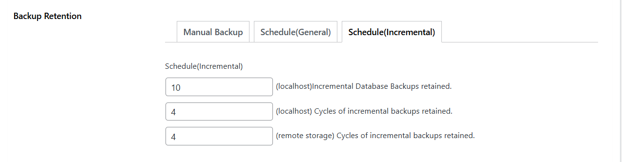 Incremental backup retention