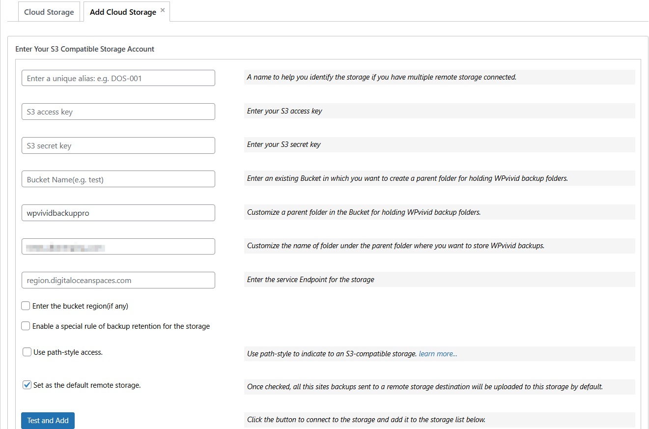 S3 compatible storage