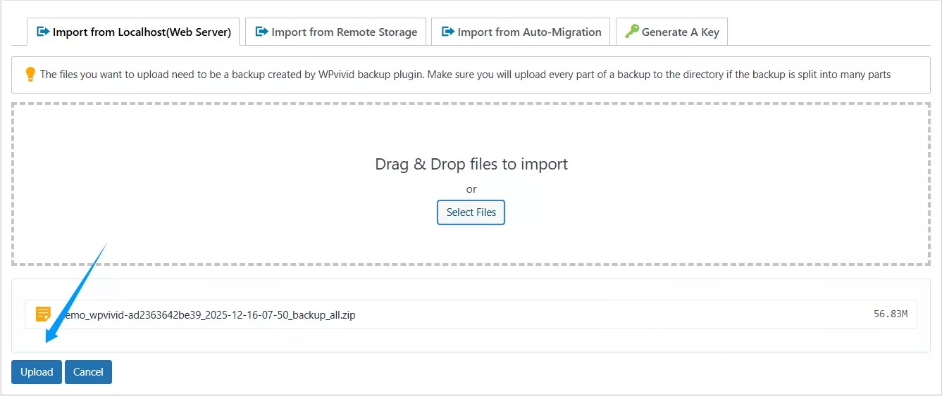 Import from localhost