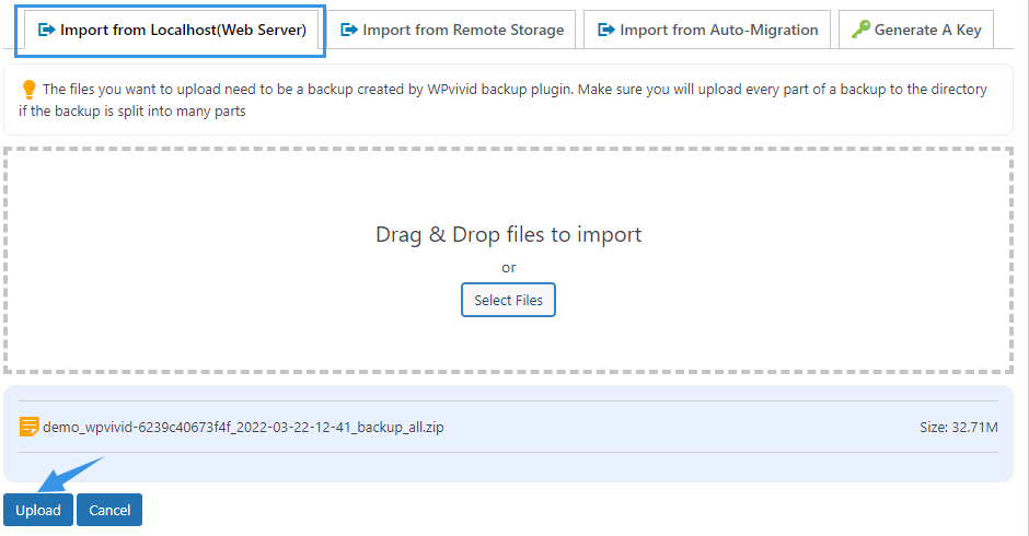 Import Source Site from Localhost