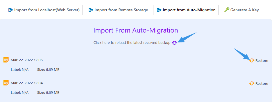 Import Source Site to Target Site