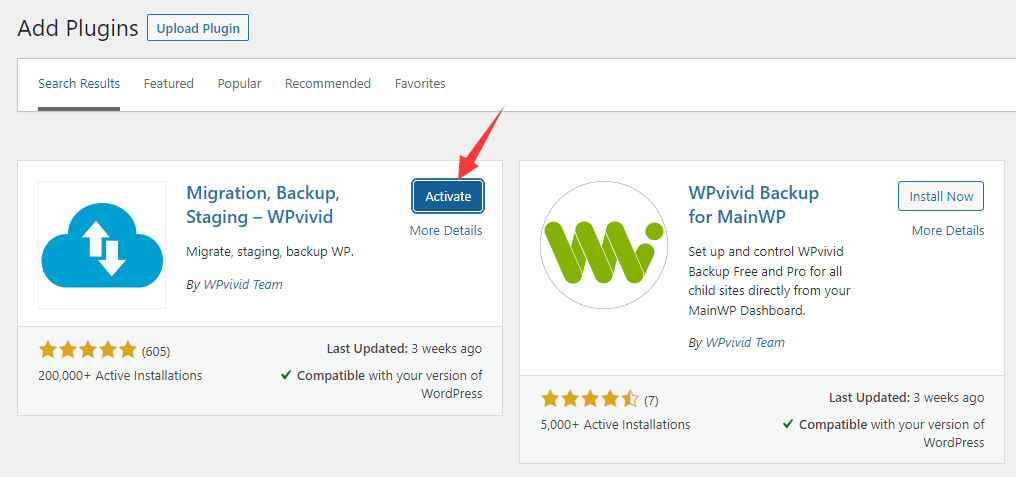Install Free WPvivid Backup Plugin