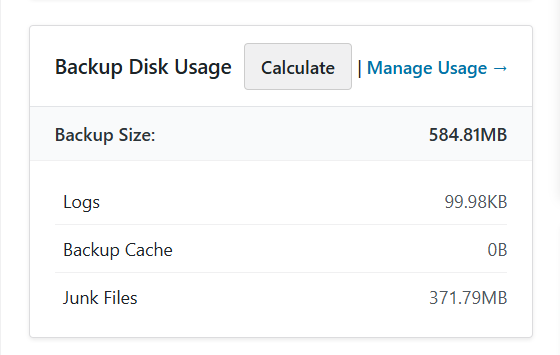 Backup disk usage
