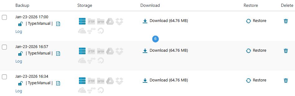 Backup Free Backup List