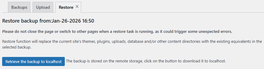 Backup Free Restore Remote Backups