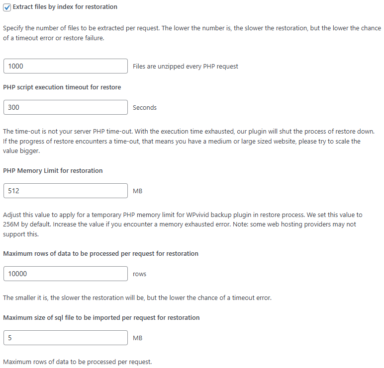 Restore Performance Settings