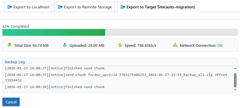 Backup Pro Auto Migration Process