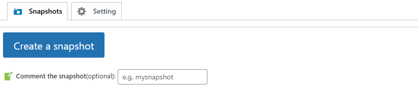 Backup Pro Database Snapshots Page