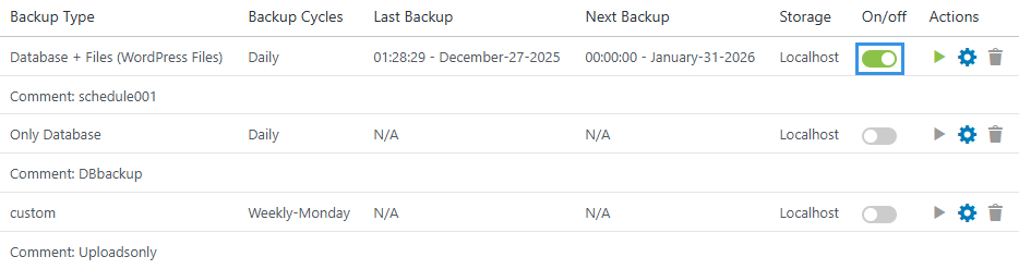 Backup Pro Enable General Backup Schedule