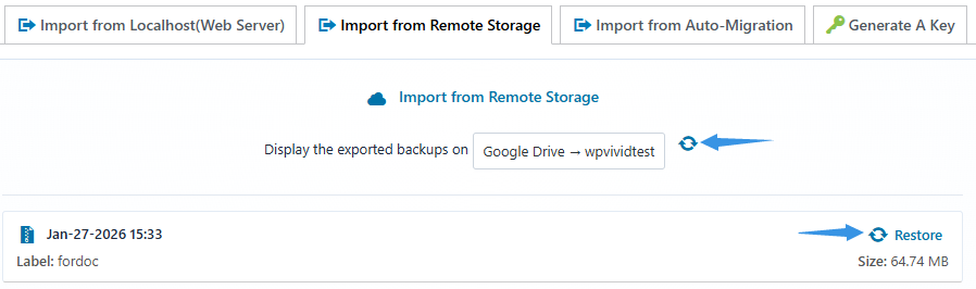 Backup Pro Import from Cloud Storage