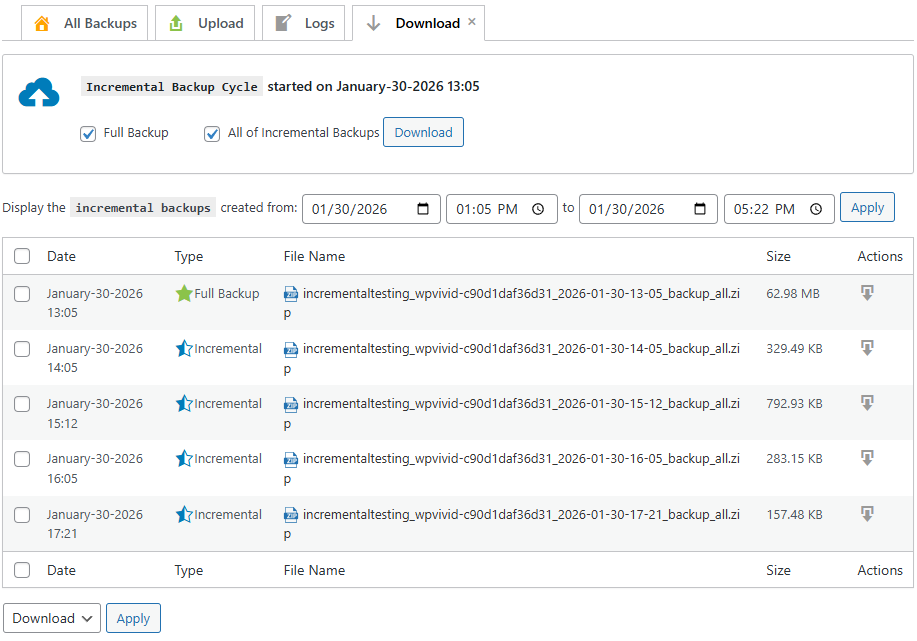 Backup Pro Manage Incremental Backups
