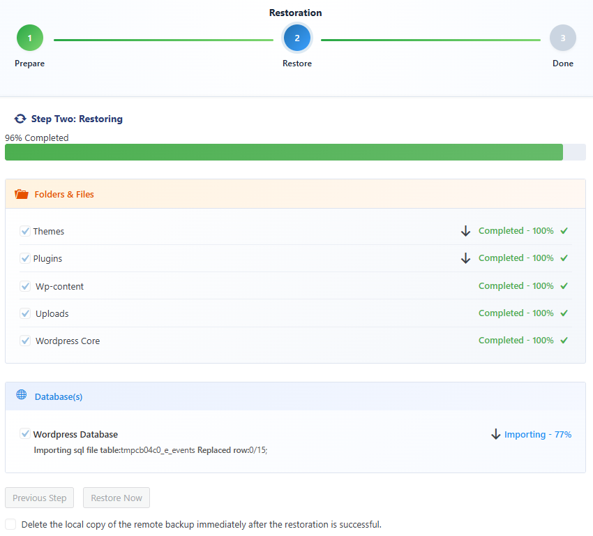 Backup Pro Restore Process