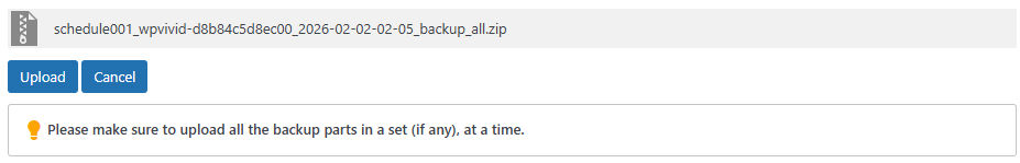 WPvivid Backup Pro Select Backups to Upload