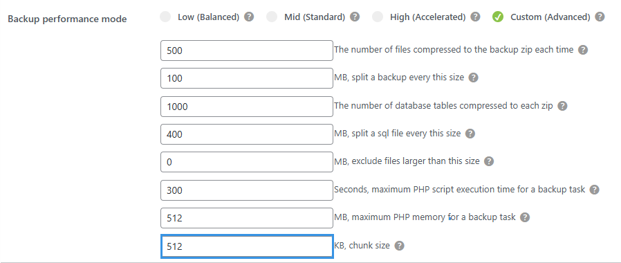 Chunk Size in Pro Version