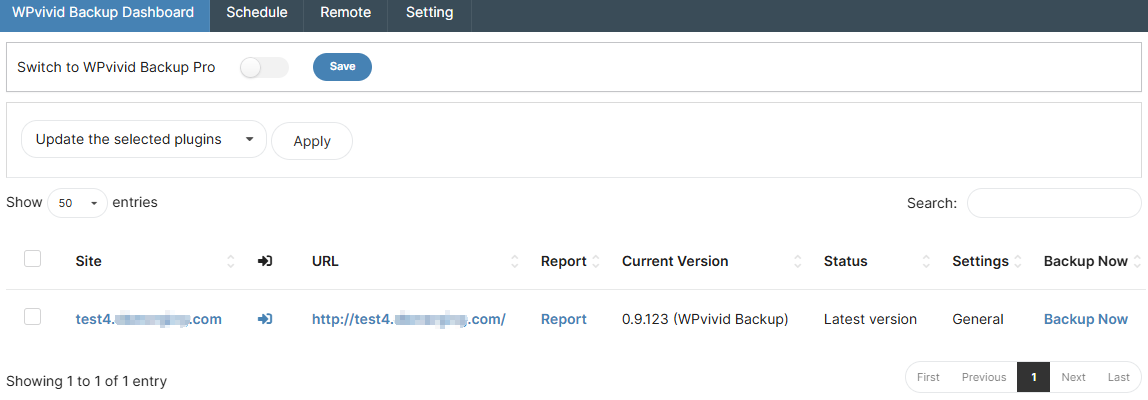 MainWP WPvivid Dashboard