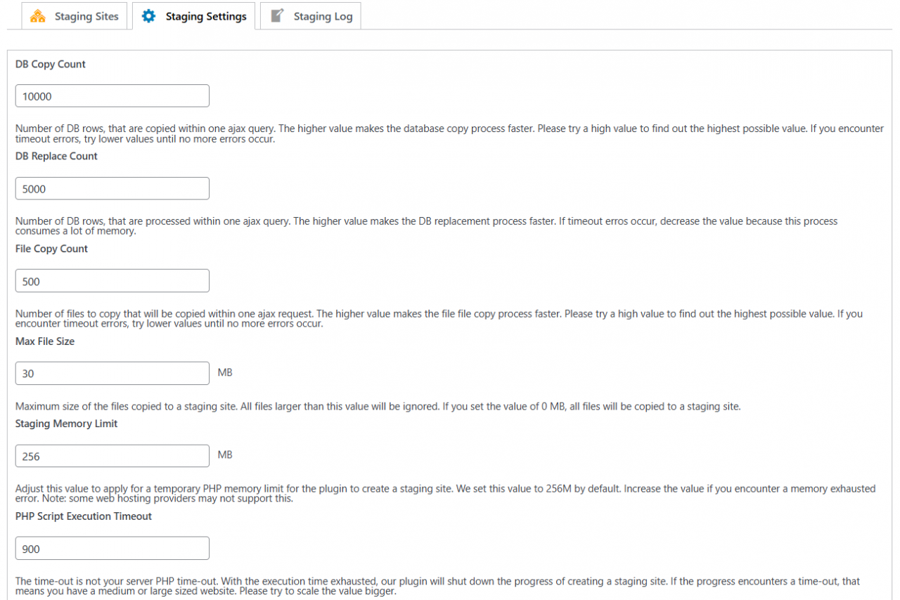 Staging Settings | WPvivid Plugins Documentation