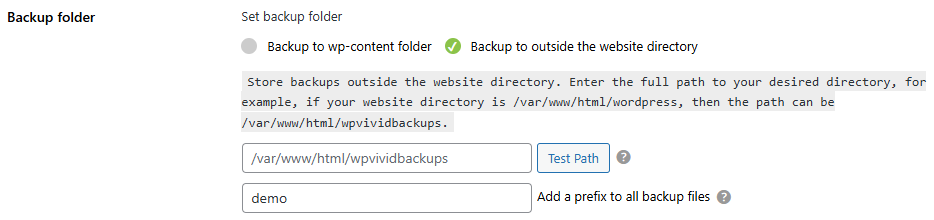 Backup Pro Configure External Backup Path