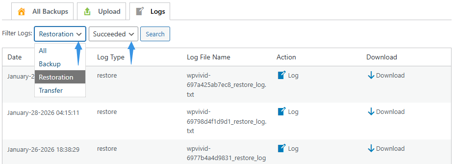Backup Pro Log Filter