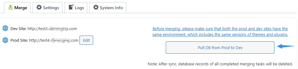 Database Merging Sync Database